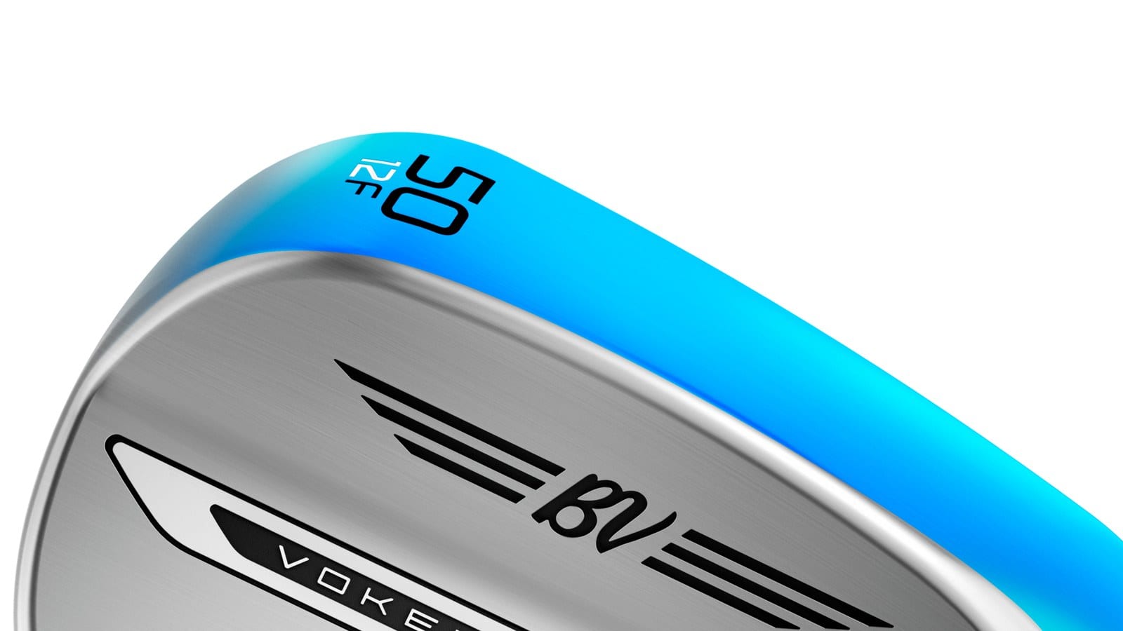 Close-up of Titleist's product image of a chrome Vokey SM11 wedge from the back, with 50 and 12F stamped on the toe above the BV logo. It's a 50-degree wedge from Titleist's press kit, not a 48 and not the author's club.