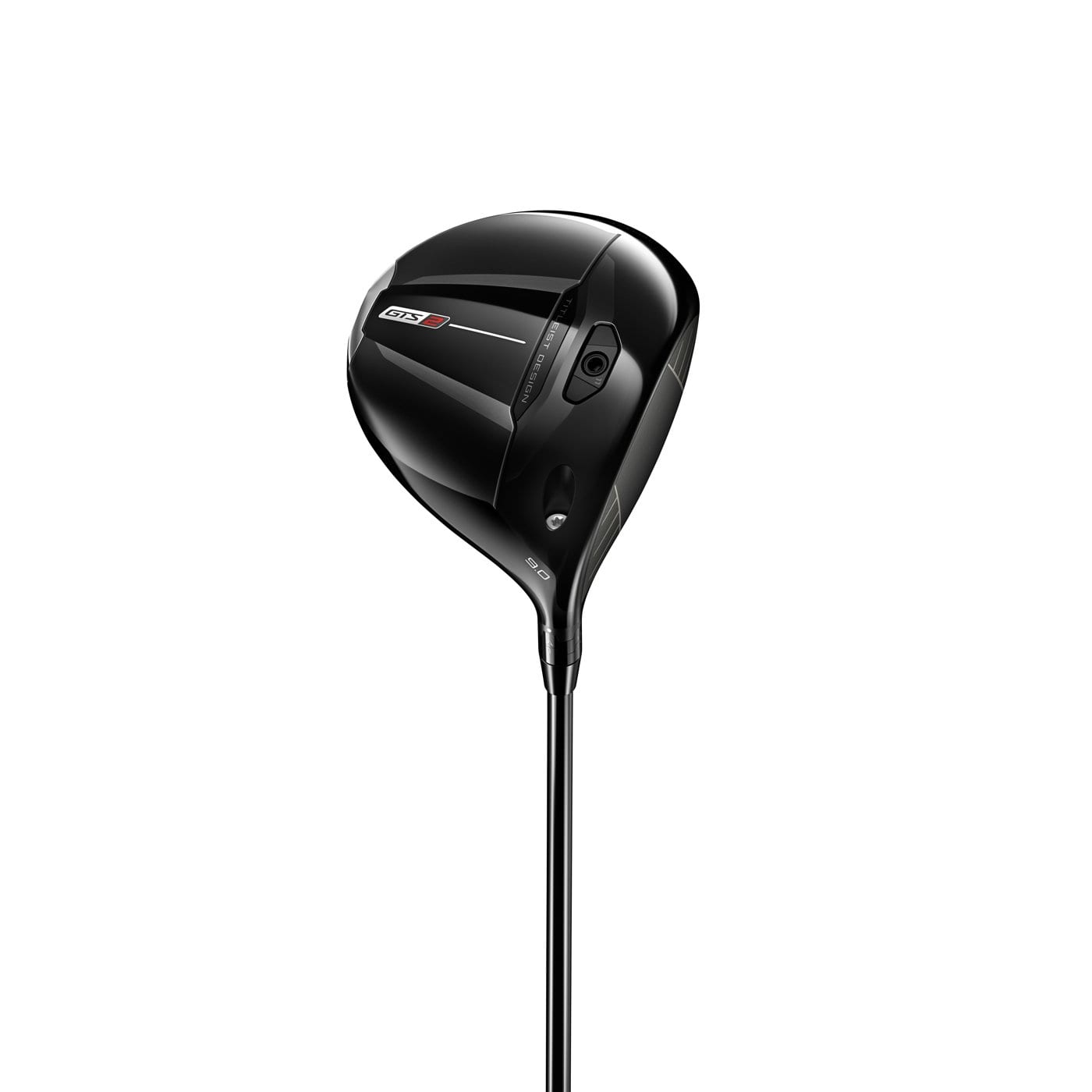The Titleist GTS2 driver head, crown view, showing the "GTS 2" model badge and adjustable hosel weight near the heel.