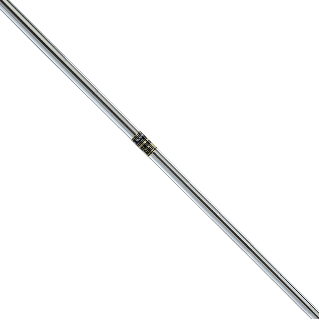 A True Temper Dynamic Gold steel shaft photographed diagonally on a white background, showing its black and gold label band.