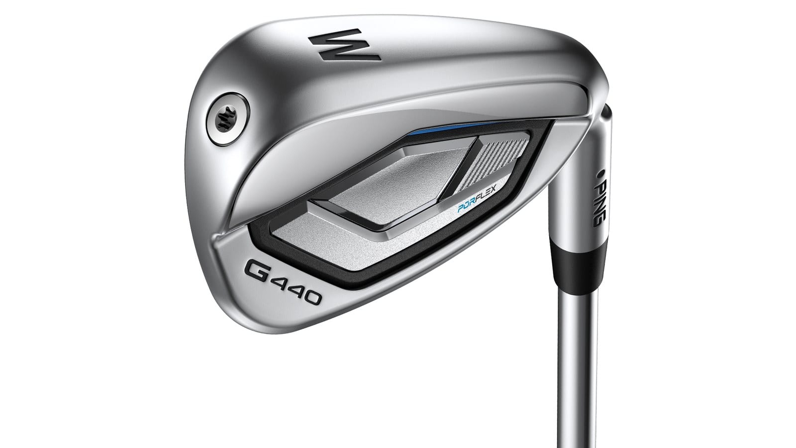 PING's product image of a G440 pitching wedge seen from the back, with W on the toe, G440 on the cavity and no loft on the back of the head.