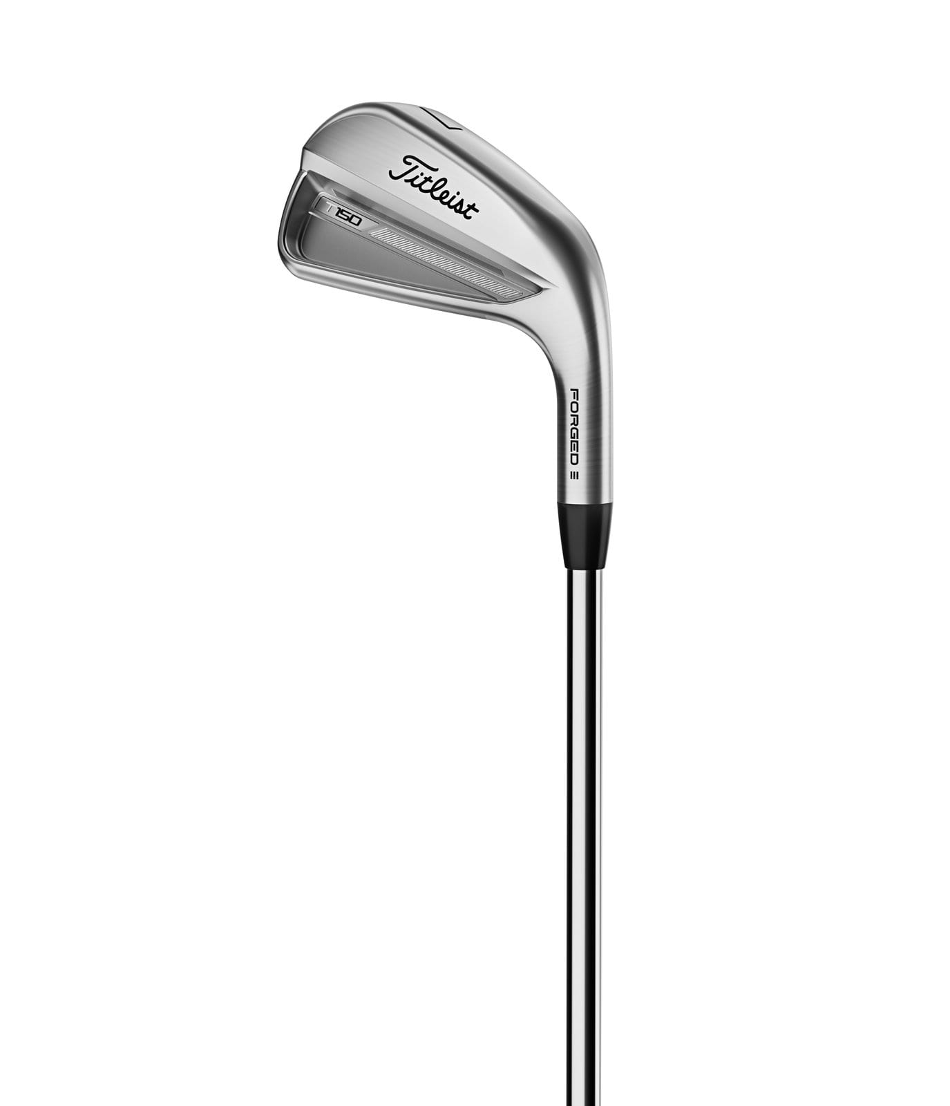 The back cavity of a 2023 Titleist T150 iron, with the T150 name on the cavity bar.