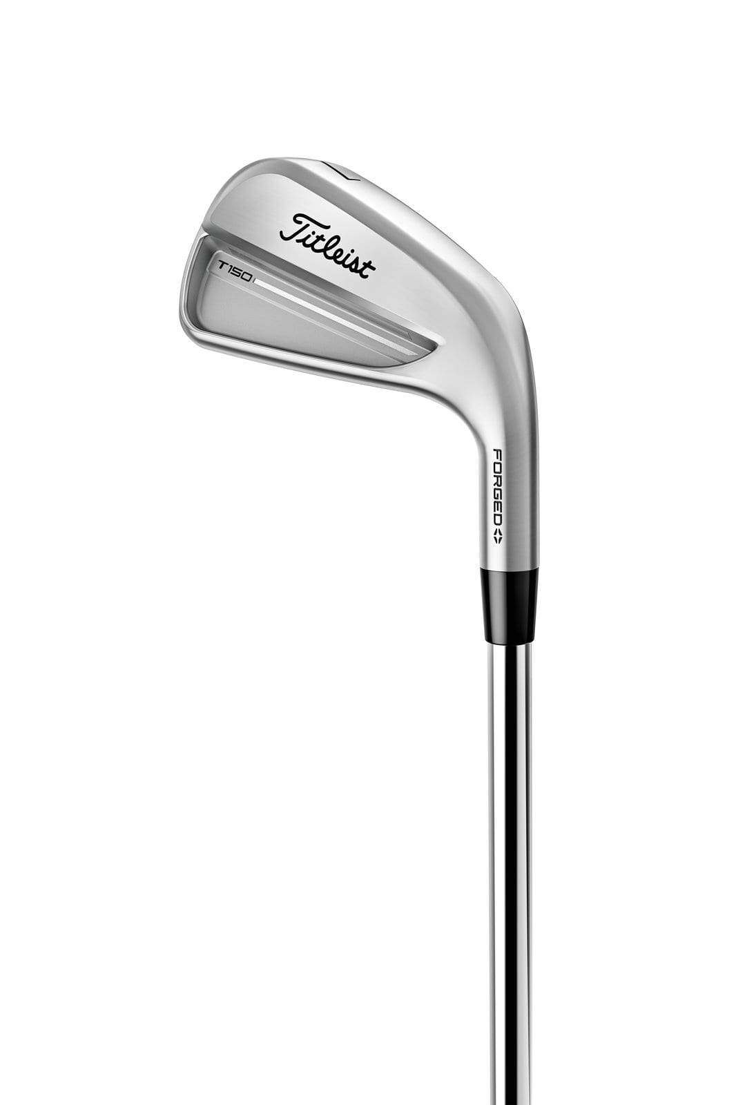 The back cavity of a 2025 Titleist T150 iron, with a slimmer bar than the 2023 model and the T150 name at the toe end.