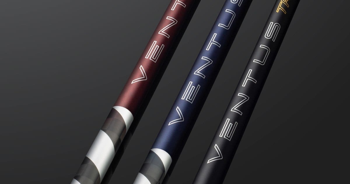 Three Fujikura Ventus TR shaft bands in red, blue, and black, marked 6-S, 6-S, and 6-X.