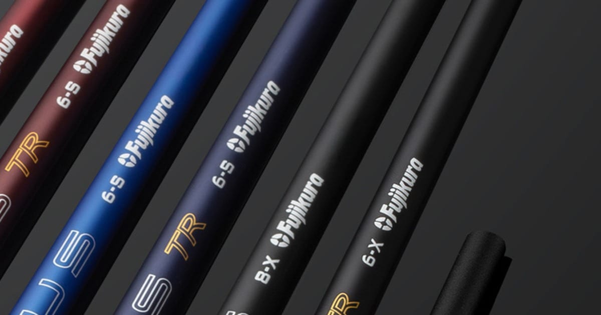 Fujikura Ventus TR shaft bands in red, blue, and black laid side by side, printed 6-S, 8-X, and 6-X next to the TR wordmark.